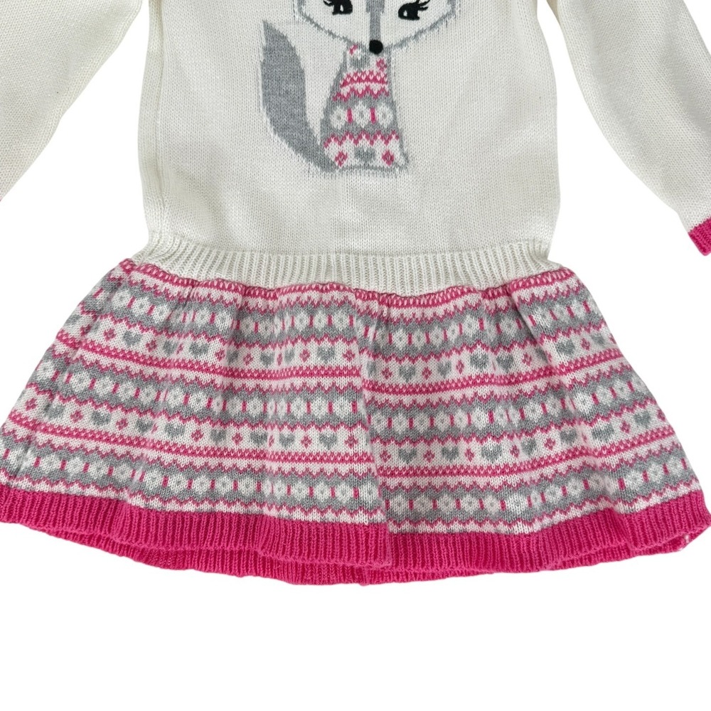 Gymboree Toddler Girl Knit Sweater Dress White Fox Fair Isle Size 12-18 Months - Picture 3 of 7
